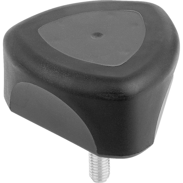 Triangular Grip Ergonomic D=M10X20 D1=53, 8 H=41, Form:L Plastic, Black, Dual Component, Comp:Steel